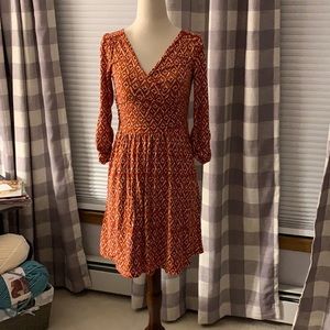 Maeve/anthro orange ikat pattern dress- XS P
